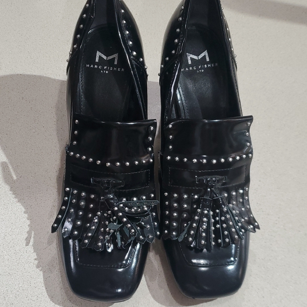 Marc Fisher Heeled Loafers with Studs & Tassels –‎ 7.5 - Picture 8 of 8